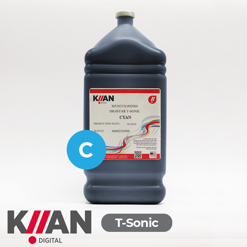 Tinta para sublimación KIIAN T-SONIC Cyan compatible con cabezales Panasonic (Mimaki TS300P-1800) 2 Lts Chip SB411