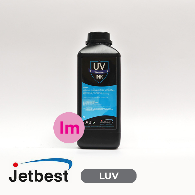 Tinta UV JETBEST LUV Ligth Magenta para cabezales Konica Minolta KM512i KM1024i de 6 picolitros y RICOH GEN5, 1Lt